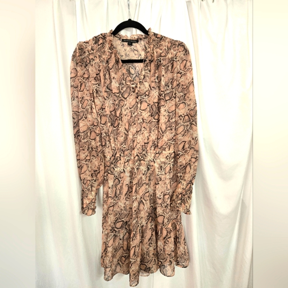 Boston Proper Snake Print Sheet Long Sleeve Sundress Size S